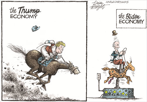 jpg Political Cartoon: Economy Horse Race